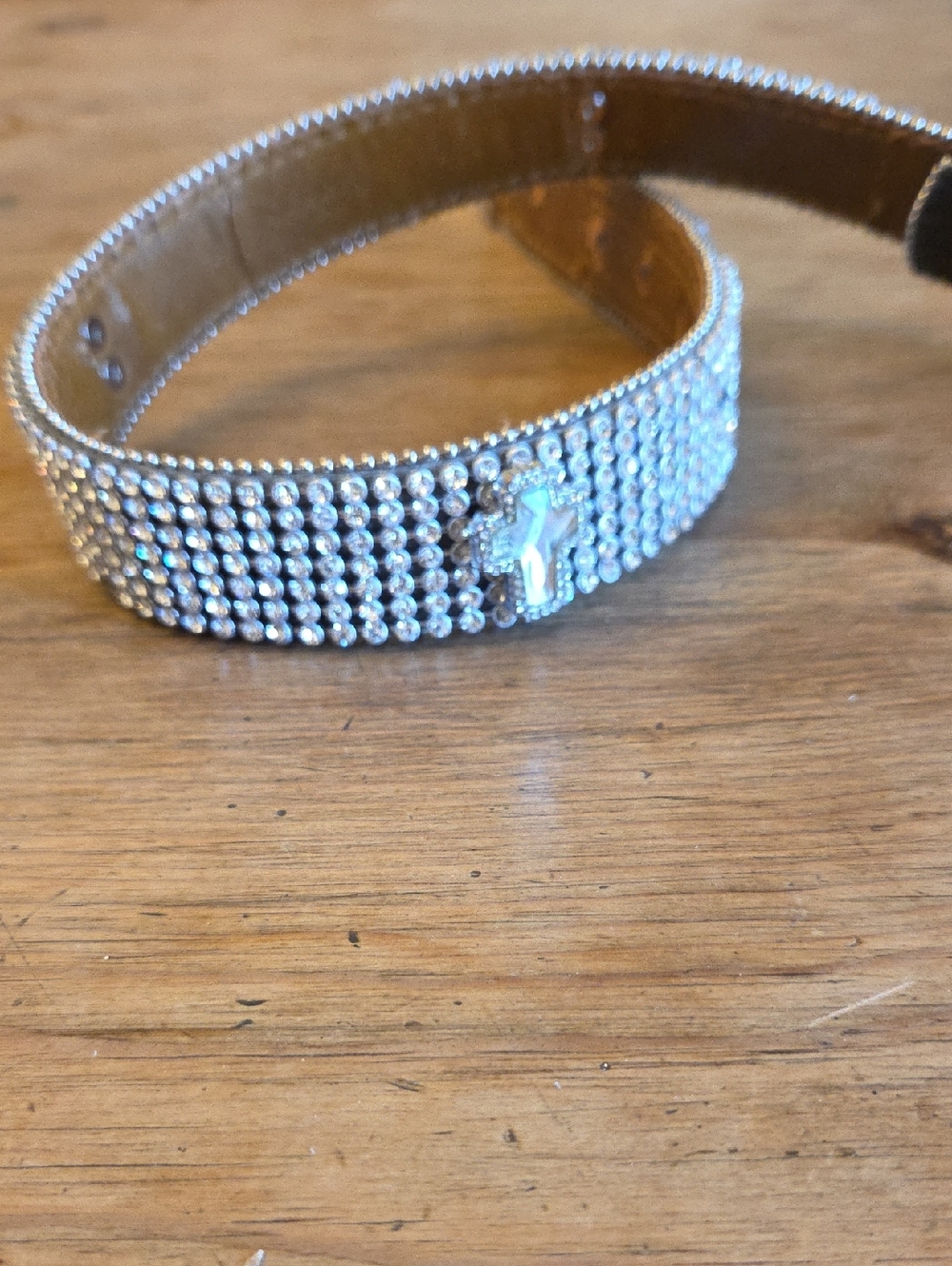 Crystal-Embellished Silver Tone Cross Bling BELT 20"